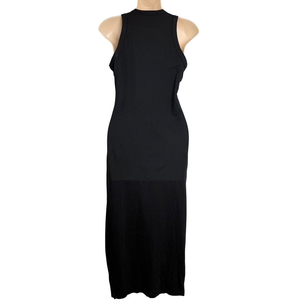 Standard James Perse Black Cotton Knit Split Neck Pencil Maxi Dress 1‎ Small - Picture 3 of 9